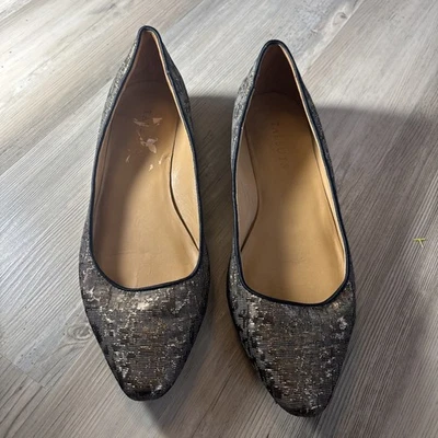 Pisos de ballet Talbots dorados bordados talla 9 Foto 1 de 4