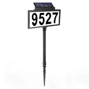 Solar Address Sign House Number for outside LED Illuminated Outdoor Address - Picture 1 of 8