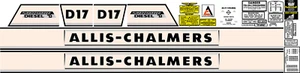Allis Chalmers D17 Serie 3 Turbo Diesel komplettes Aufkleberset - Bild 1 von 1
