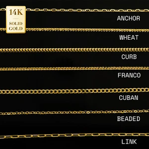 Collar de Oro Sólido 14K Cadena ANCLA, FRANCO, ESLABÓN, ACERA, CUBANO, CUENTAS, TRIGO - Imagen 1 de 17