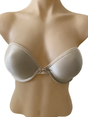 Nude Satin Strapless Bra Wire Beige Skin Tone Adjustable Bow Target Mold Shape C - Image 1 of 4