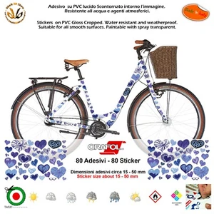 Kit adesivi vinile telaio bicicletta strada mtb trek cuori viola sticker cropped - Picture 1 of 2