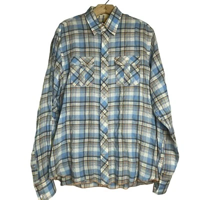 Camisa GEORG ROTH Los Angeles Para Hombres Abotonada LS Azul/Naranja A Cuadros Puños Abatibles L Foto 1 de 4