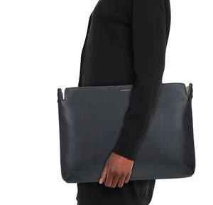 BURBERRY große Clutch schwarz grün genarbtes Leder Reißverschluss Damentasche Neu mit Etikett - Bild 1 von 20