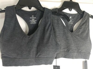 JUEGO DE 2 Sujetador Deportivo Colección Ultra Suave Kyodan Nuevo con Etiquetas Gris Oscuro - Imagen 1 de 7