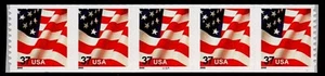 UNITED STATES, SCOTT # 3632, COIL STRIP OF 5 PNC #5555A YEAR 2002 37¢ USA FLAG - Picture 1 of 1