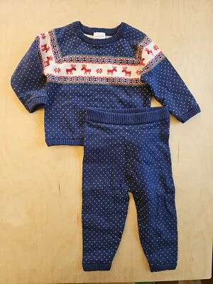 NWT HANNA ANDERSSON DEAR DEER SWEATER SET LEGGINGS TOP  75 12-18M $72 - Image 1 of 4