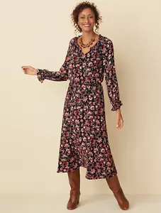 Talbots BRACELET SLEEVE AUTUMN GARDEN MIDI DRESS Petite Size PS $149 NWT - Picture 1 of 4