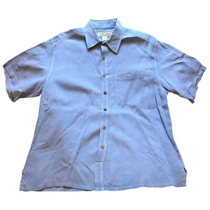 Island Republic Shirt Mens Extra Large Blue Silk Button Down Short Sleeve - Picture 1 of 8
