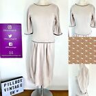 Vintage Beige And Brown Day Dress Office Chic Size Uk 10 1960S
