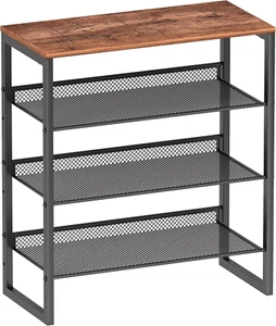 Industrial Shoe Rack - Sturdy Steel Entryway Organizer with Spacious Top Strong - Picture 1 of 6