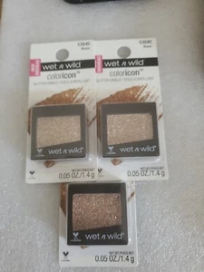 3X Wet N Wild ColorIcon Glitter Single Eyeshadow Brass, 0.05 Oz Each - Picture 1 of 2