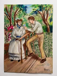 Pierre-Auguste Renoir Drawing on paper (Handmade) signed and stamped vtg art - Picture 1 of 5