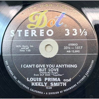 Louis Prima Keely Smith 7" Jukebox Compact 33 I Can't Give You Anything But Love - Image 1 of 4