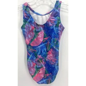 DYNAMI MULTICOLOR ABSTRACT METALLIC DANCE PERFORMANCE GYMASTICS LEOTARD SZ: CM - Picture 1 of 4