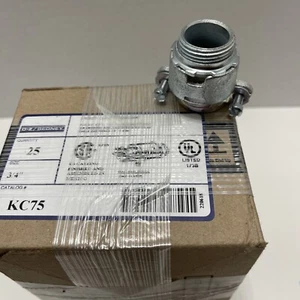 KC-75 O.Z./GEDNEY 3/4-INCH NON-INSULATED SCREW CLAMP CABLE CONNECTOR Box 25 - Picture 1 of 5