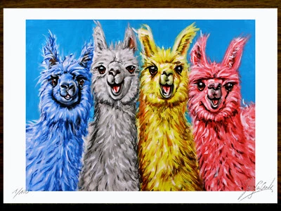 Original Kunst Druck Grafik von Gemälde" HAPPY LAMA " Grafic, Artwork, NO FOTO! - Bild 1 von 4