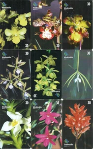 BRAZIL 2000 ORCHIDS PHONECARDS set if 9 Phone cards TELEBRASILIA - Picture 1 of 2