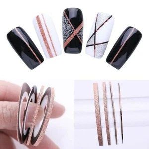 4 Rolls Rose Gold Nail Arts Striping Line 1/2/3mm Tape Stickers Decor Rose Gold - Picture 1 of 10