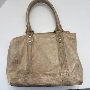 FRYE Melissa Distressed Tan Leather Tote Handbag Purse EUC with Dust Bag - Picture 1 of 21