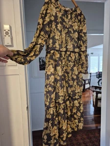 auguste the label dress 100% organic cotton brown and floral - Picture 1 of 7