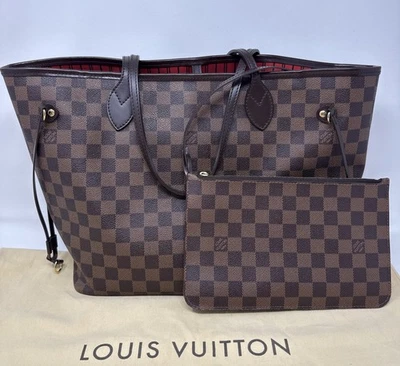 Подлинная сумка-тоут LOUIS VUITTON Neverfull MM Damier Ebene с чехлом и мешком для пыли - Изображение 1 из 4