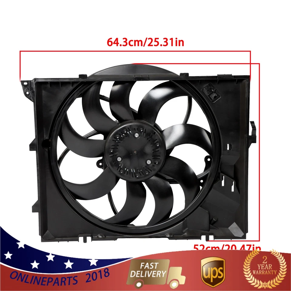 Radiator Cooling Fan Assembly 4-Pins 600W w/ Brushless Motor for BMW 325i 328xi - Image 1 of 4