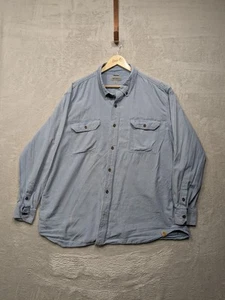 Carhartt S202 Chambray Camicia Uomo 2XL Blu Abbigliamento da Lavoro Utility Manica Lunga Bottoni - Foto 1 di 11