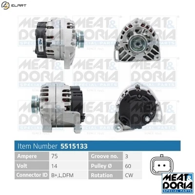 ALTERNATOR 5515133 FOR RENAULT CLIO/MIO/II/Mk/Hatchback/Van/SYMBOL/EURO/III 1.1L - Image 1 of 4
