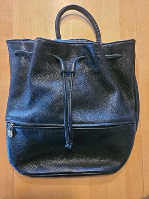 Stone Mountain Black Leather Shoulder Backpack Purse Bag. EUC - Image 1 of 4