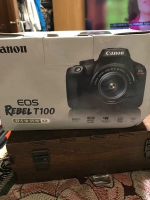Canon EOS Rebel T100 Digital SLR Camera & 18-55mm Zoom Lens / 32gb Memory Card! - Image 1 of 3
