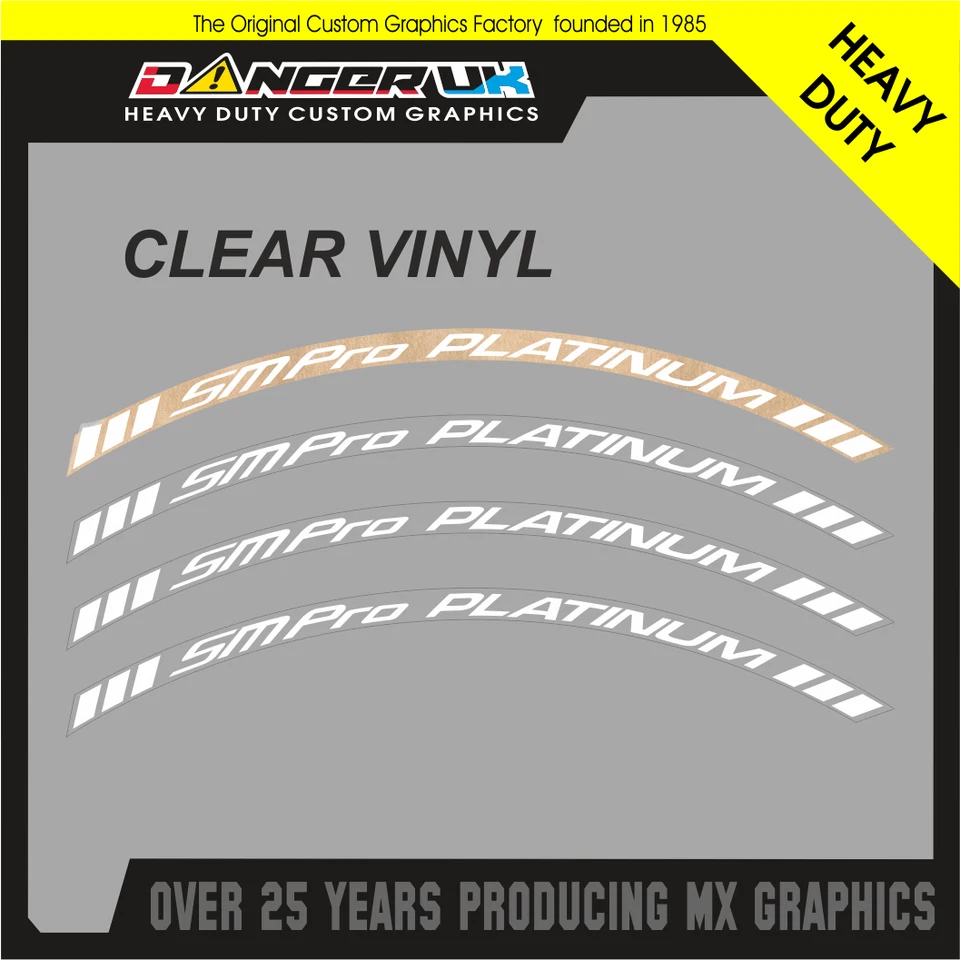 MX SM PRO PLATINUM RIM STICKERS DECALS 12 14 16 17 18 19 21 INCH VARIOUS COLOURS - image 1 of 1
