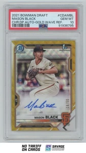 2021 Bowman Draft Chrome Pick Auto Gold Wave Mason Black PSA 10 /50 #CDA-MBL San - Picture 1 of 3