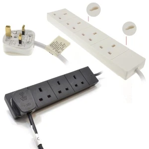 Cable de extensión de alimentación de enchufe de arrastre Reino Unido 13A de 4 velocidades 1 m/2 m/3 m/5 m/10 m/15 m - Imagen 1 de 8