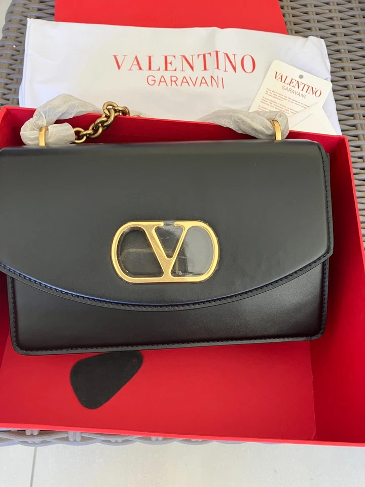 Valentino Garavani Shoulder Bag Black Leather - Imagen 1 de 4