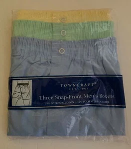 Towncraft MENS 3 SNAP FRONT BOXERS 34 NEW Underwear Shorts THREE PACK - Picture 1 of 2
