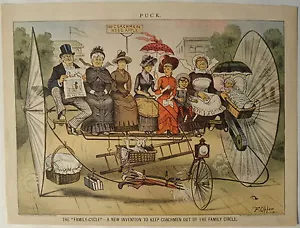 Puck 1894 Fanciful BICYCLE Contraption - The Family-Cycle! Blaine & Logan Print - Picture 1 of 1