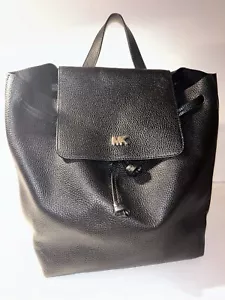 MICHAEL KORS Junie Flap Gray Backpack Pebbled Leather Bag - Picture 1 of 15