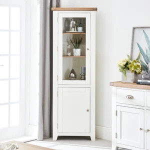 Cheshire White Painted Tall Glazed Corner Cabinet - Glass Display Cupboard CW59 - Picture 1 of 11