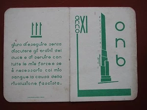 ORIGINAL FASCIST CARD TESSERA PNF OPERA NAZIONALE BALILLA ONB 1933 - Picture 1 of 2