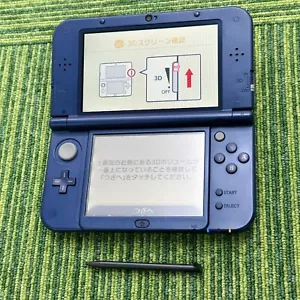 New Nintendo 3DS XL LL Metallic Blue Console Stylus Working Tested Japanese ver - Picture 1 of 8