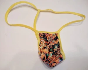 Men's MICRO G String Thong Bikini Beach Tanning Underwear Metallic Gold Snake - Picture 1 of 4