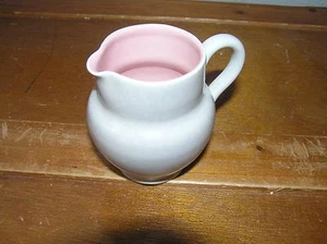 Vintage Small Light Gray with Pink Interior Pottery Pitcher Creamer – 3 inches - Picture 1 of 8