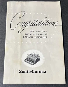 Congratulations Smith-Corona Portable Typewriter Manual - Picture 1 of 19