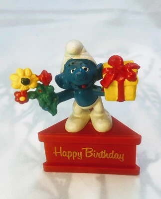 Vintage Smurfs "Smurf-a-Gram" Happy Birthday Gift Smurf Flowers Present 20040 - Image 1 of 4