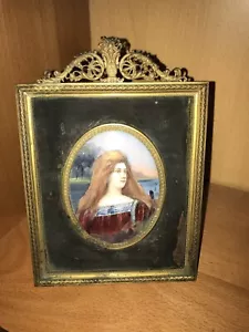 RETRATO DE PINTURA FRANCESA MUY ANTIGUO DE UNA MUJER HERMOSA - Imagen 1 de 5