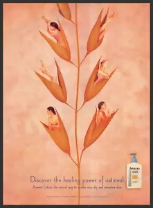 Anuncio impreso de revista Aveeno años 90 1998 cuerpos avena planta desnuda - Imagen 1 de 1