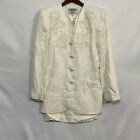 Kasper A S L Womens White Embroidered 2 Piece Button Front Skirt Suit Size 8P