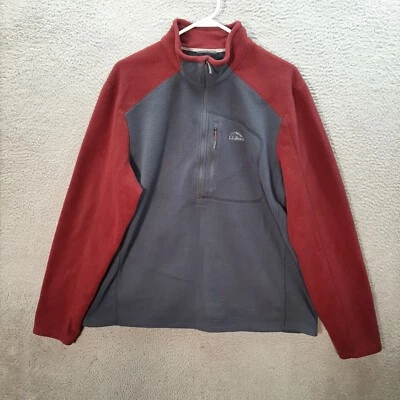 LL Bean Sweater Adult Extra Large Gray Red Fleece Sweatshirt Outdoors Camping - Image 1 of 4