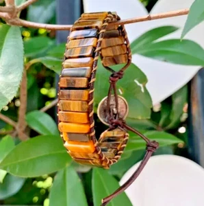 Handmade Tiger's Eye  Natural Stone Protection Healing  Reiki Men Women Bracelet - Picture 1 of 3